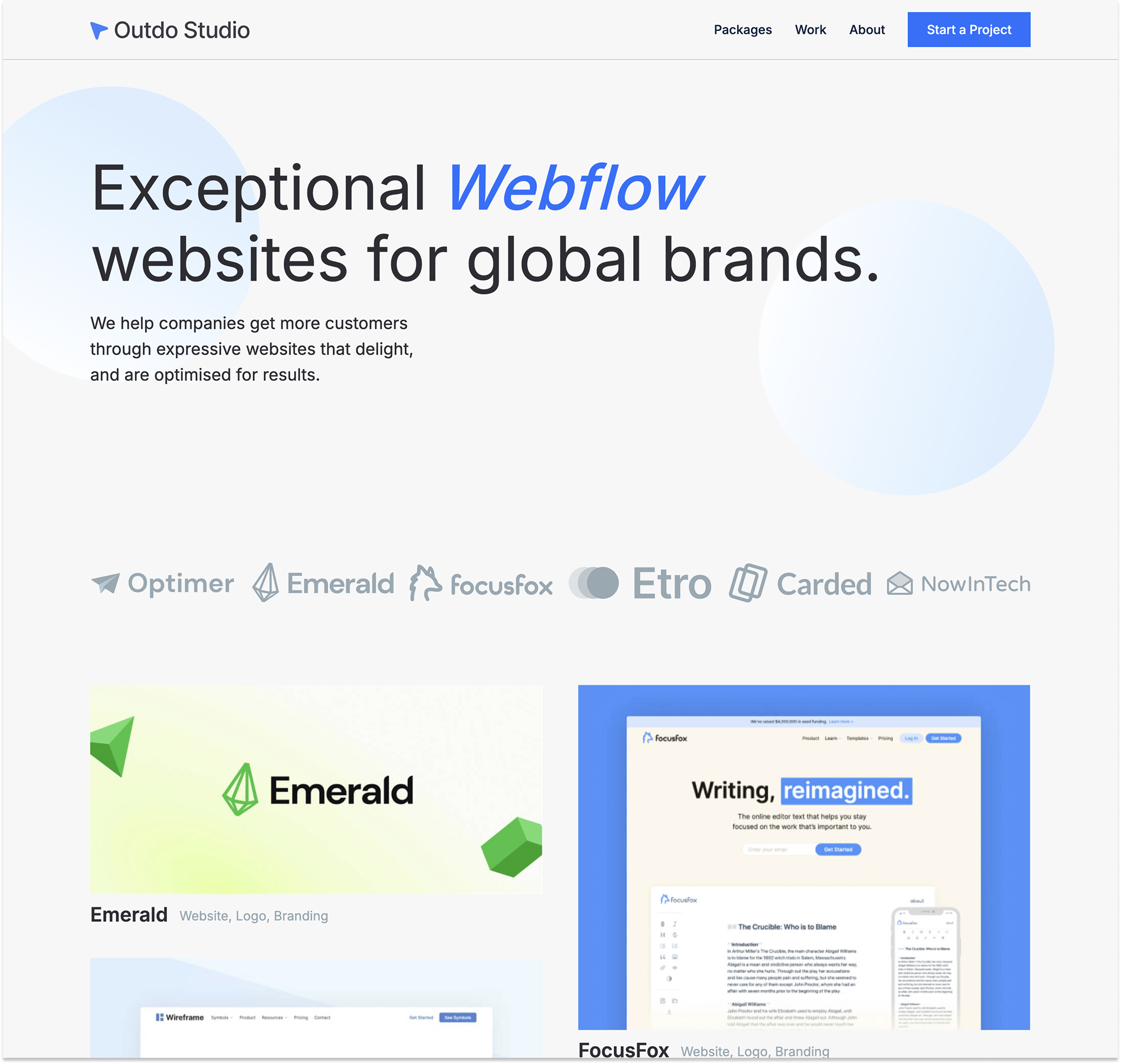 Outdo Studio Webflow studio website preview