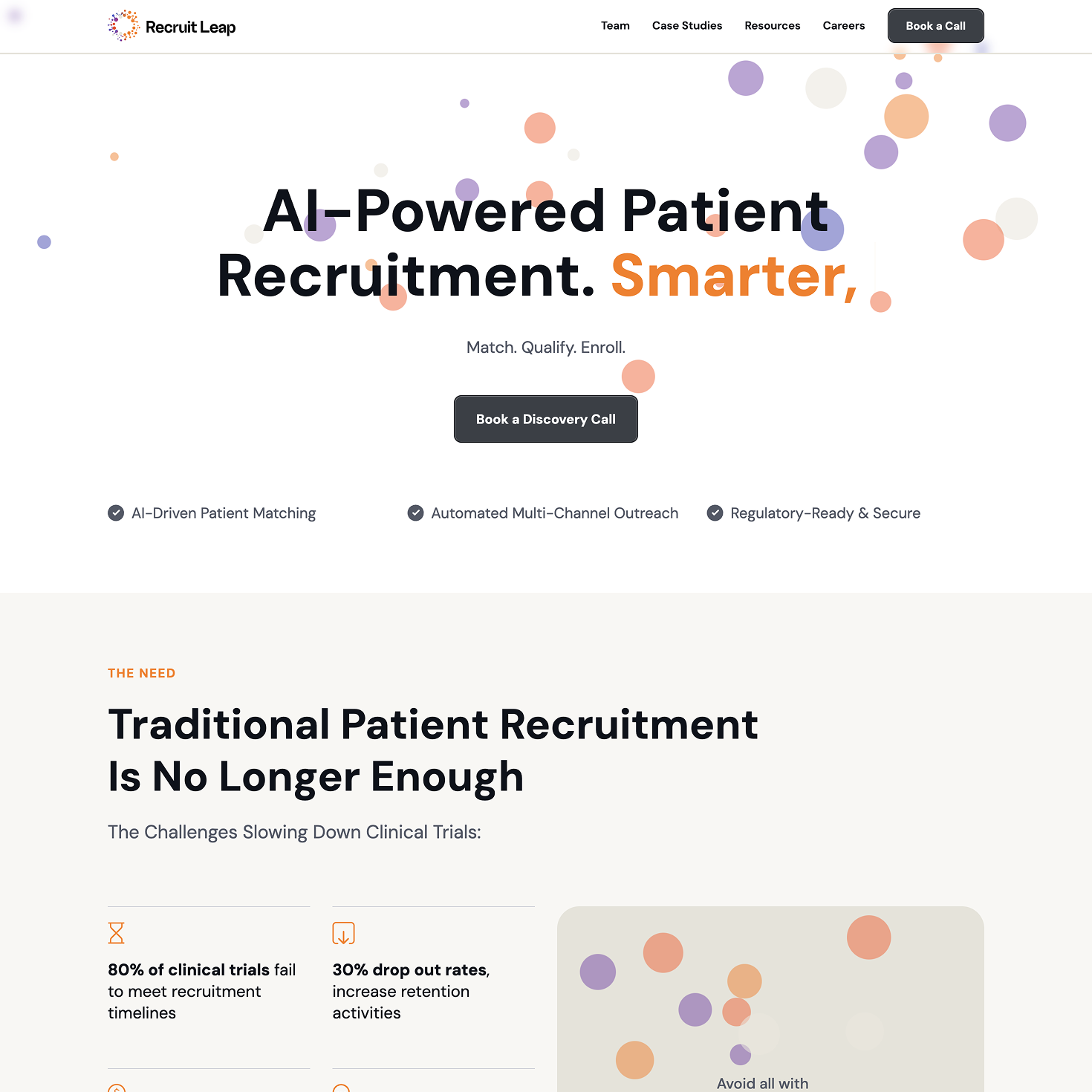 RecruitLeap AI-powered patient recruitment website preview