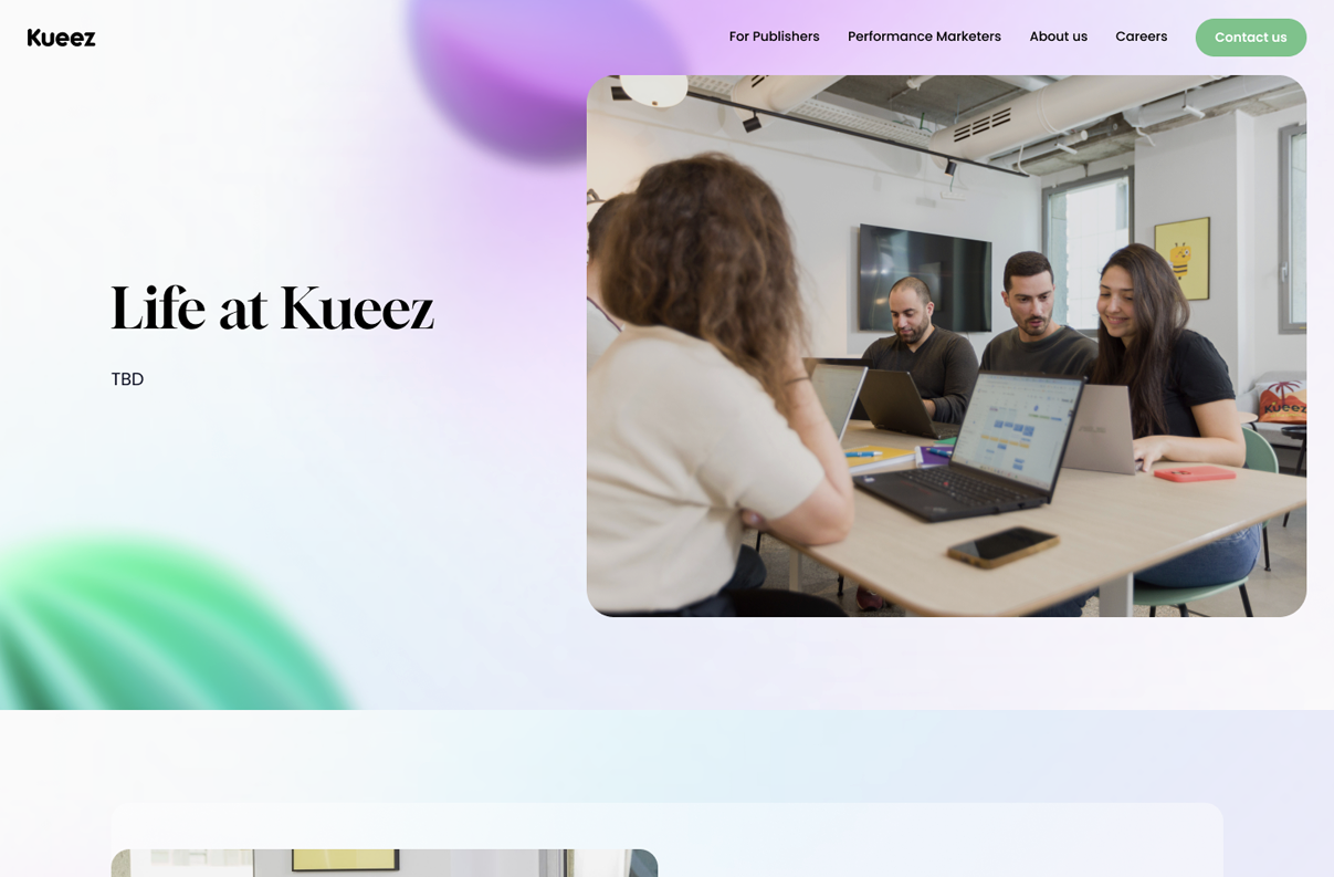 Kueez custom Webflow website preview