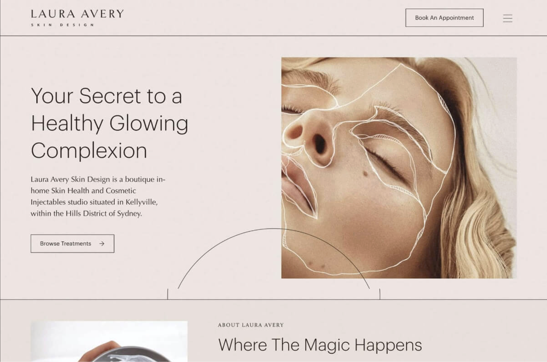 Laura Avery Skin Design boutique skincare studio website preview