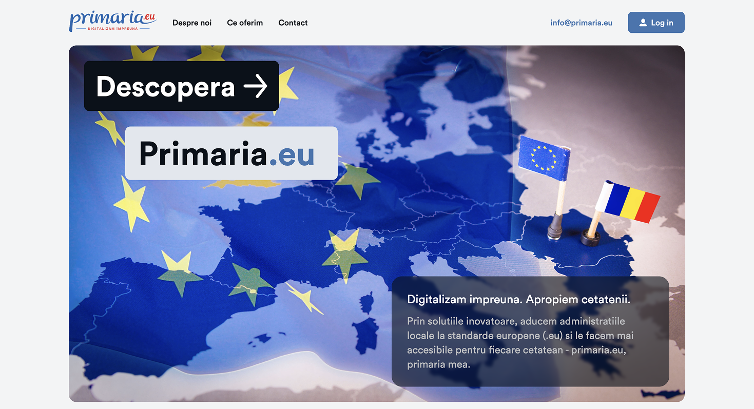 Primaria.eu custom-coded public administration website preview