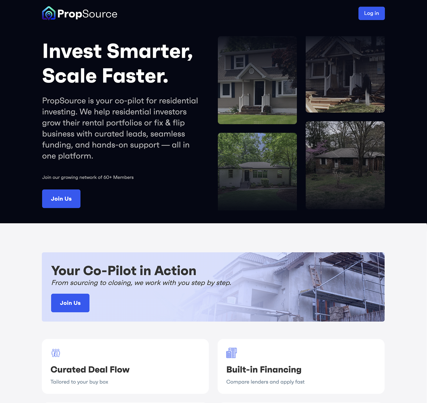 PropSource real estate investor platform pages preview