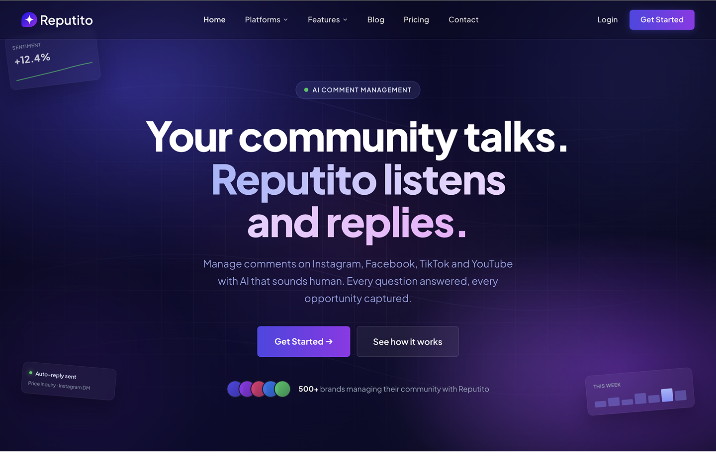 Reputito marketing website and SaaS dashboard preview