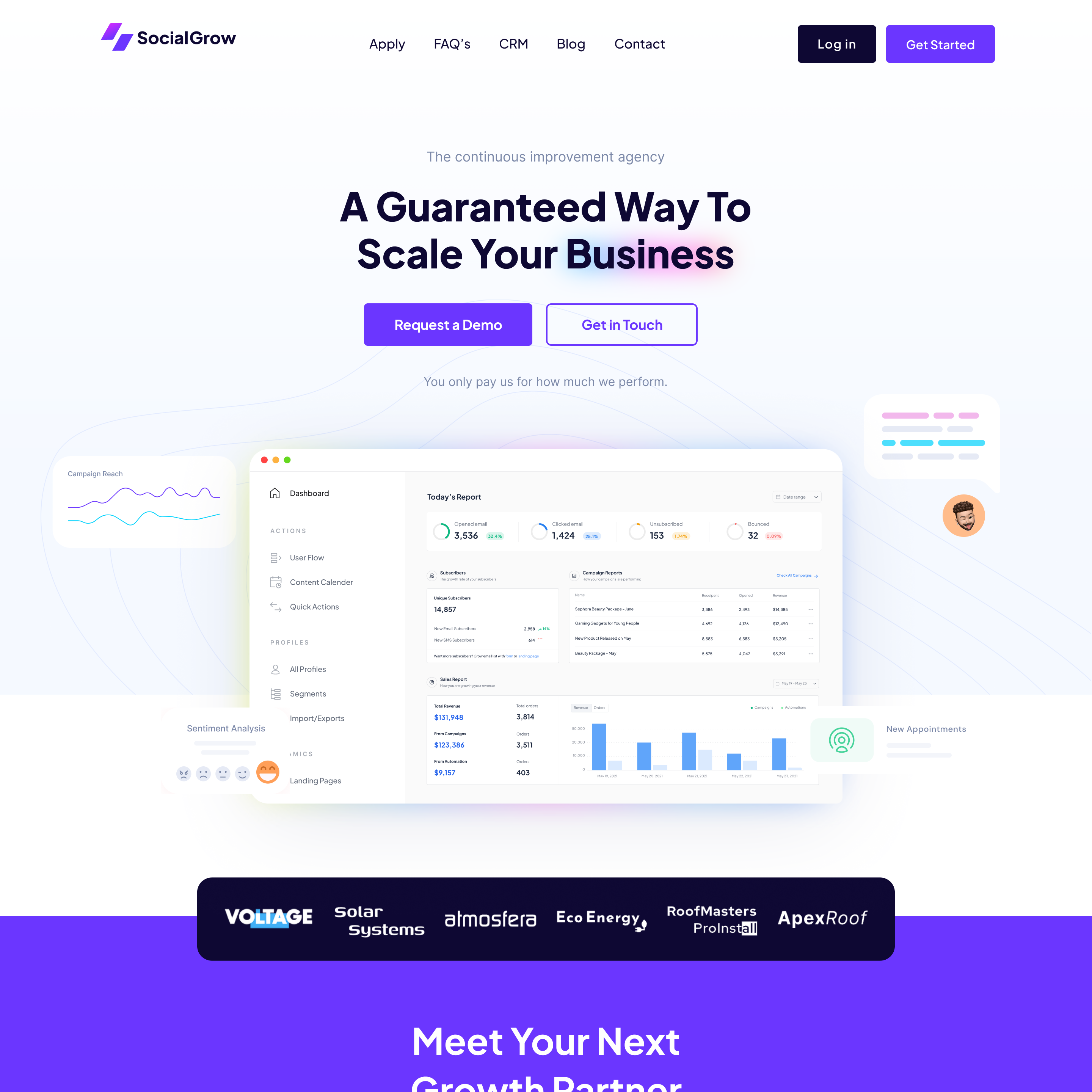 SocialGrow growth marketing agency website preview